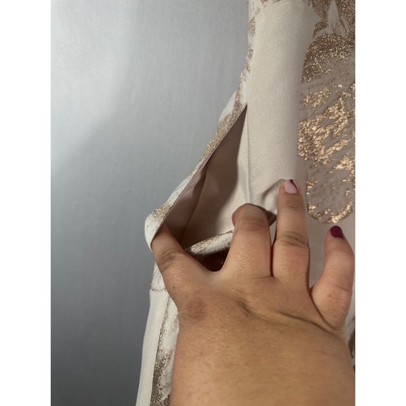 NWT $300 Kay Unger‎ [ 6 ] FLoral Jacquard Tea Length Dress in Champagne #J1761 - Picture 14 of 14